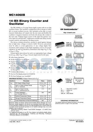 MC14060BDR2 datasheet - 14-Bit Binary Counter and Oscillator