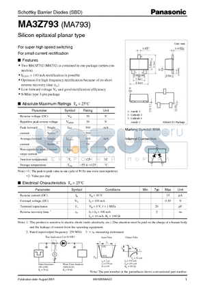 MA3Z793 datasheet - Schottky Barrier Diodes (SBD)