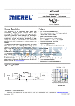 MIC94305 datasheet - 500mA Switch with Ripple Blocker Technology