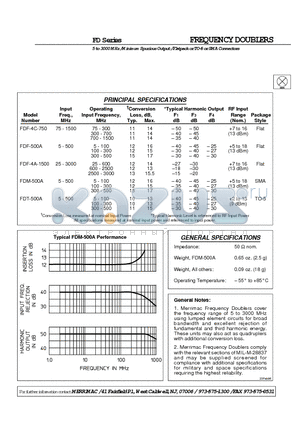 FDF-500A datasheet - FREQUENCY DOUBLERS