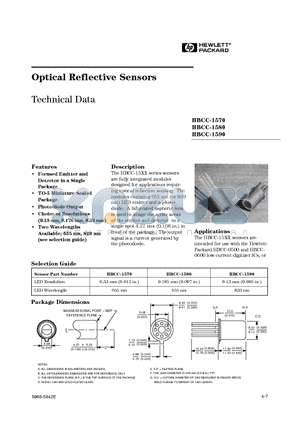 HBCC-1570 datasheet - Optical Reflective Sensors