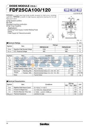 FDF25CA100 datasheet - DIODE MODULE (F.R.D.)