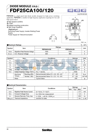 FDF25CA120 datasheet - DIODE MODULE (F.R.D.)