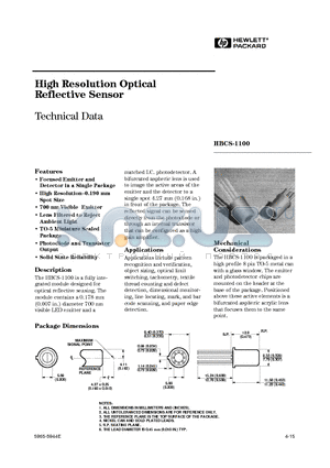 HBCS-1100 datasheet - High Resolution Optical Reflective Sensor