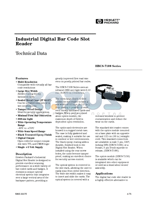 HBCS-7150 datasheet - Industrial Digital Bar Code Slot Reader