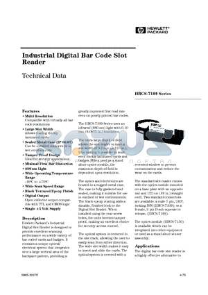 HBCS-7154 datasheet - Industrial Digital Bar Code Slot Reader