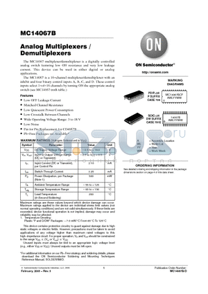 MC14067BDWR2G datasheet - Analog Multiplexers  / Demultiplexers
