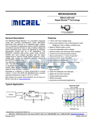 MIC94345-GYCS datasheet - 500mA LDO with Ripple Blocker Technology