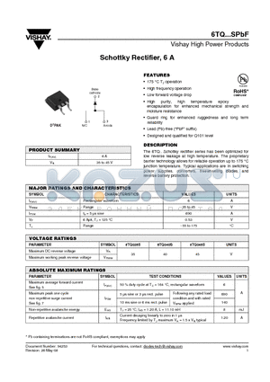 6TQ035SPBF datasheet - Schottky Rectifier, 6 A