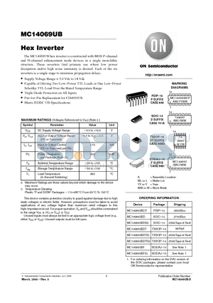 MC14069UBCP datasheet - Hex Inverter