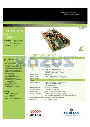 LPS173-M datasheet - Medical safety approvals