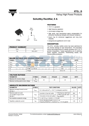 6TQ035STRR datasheet - Schottky Rectifier, 6 A