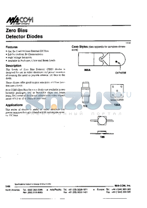 MA40187D datasheet - Zero Bias Detector Diodes