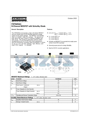 FDFS6N303_03 datasheet - N-Channel MOSFET with Schottky Diode