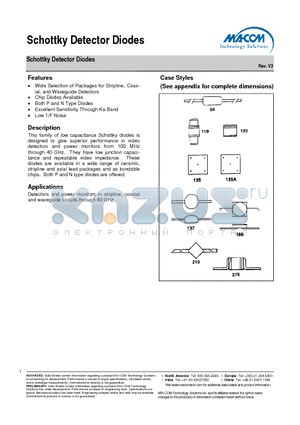 MA40202 datasheet - Schottky Detector Diodes