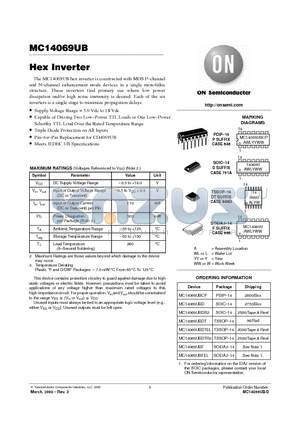 MC14069UBDTEL datasheet - Hex Inverter