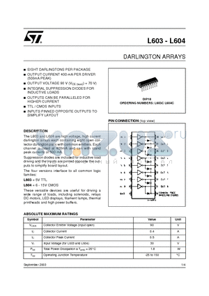 L603C datasheet - DARLINGTON ARRAYS