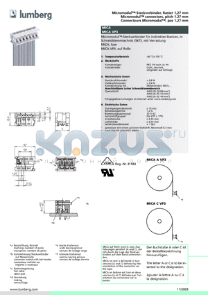 MICA20 datasheet - Micromodul-Steckverbinder, Raster 1,27 mm