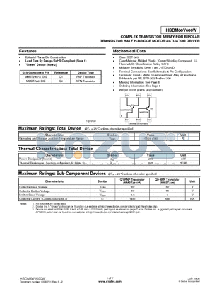 HBDM60V600W datasheet - COMPLEX TRANSISTOR ARRAY FOR BIPOLAR
