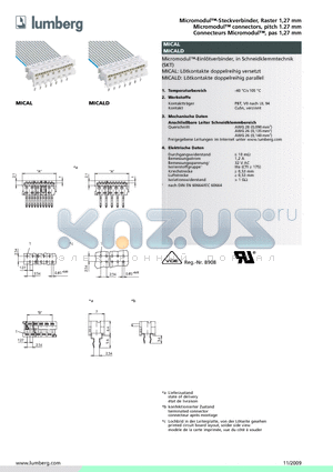 MICAL18 datasheet - Micromodul-Steckverbinder, Raster 1,27 mm