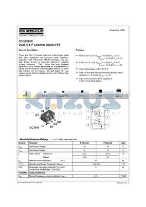 FDG6320C datasheet - Dual N & P Channel Digital FET