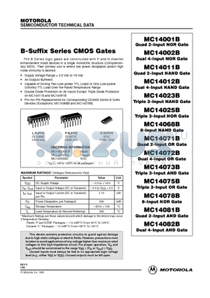MC14071BCL datasheet - B-Suffix Series CMOS Gates