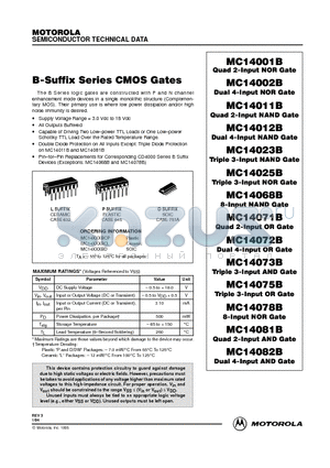 MC14072BCP datasheet - B-Suffix Series CMOS Gates