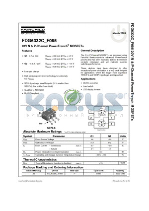FDG6332C_F085 datasheet - 20V N & P-Channel PowerTrench^MOSFETs