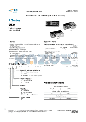 6VJ1-2 datasheet - Power Entry Module with Voltage Selection and Fusing