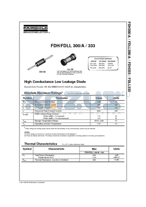 FDH333 datasheet - High Conductance Low Leakage Diode
