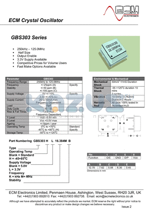 GBS303HL16.384MB datasheet - Crystal Oscillator