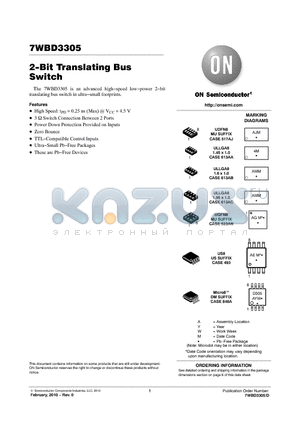 7WBD3305CMX1TCG datasheet - 2-Bit Translating Bus Switch