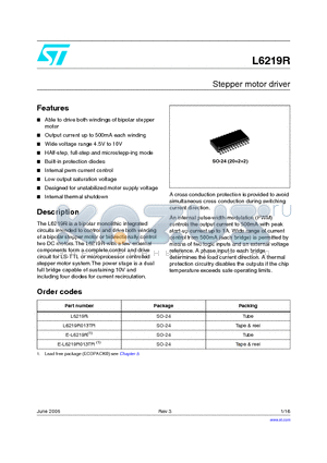 L6219R013TR datasheet - Stepper motor driver