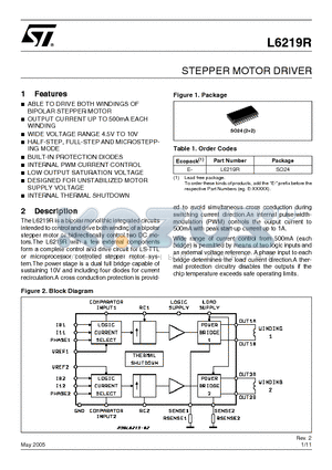 L6219R datasheet - STEPPER MOTOR DRIVER