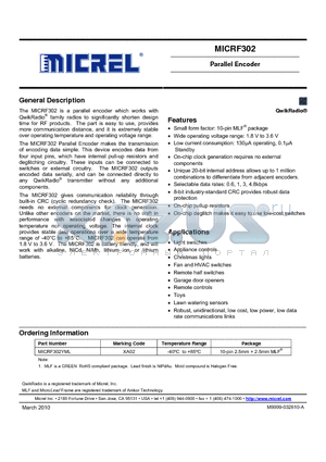 MICRF302YML datasheet - Parallel Encoder