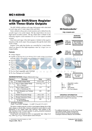 MC14094BDR2 datasheet - 8−Stage Shift/Store Register with Three−State Outputs
