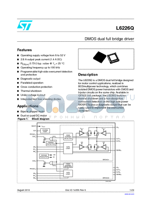 L6226QTR datasheet - DMOS dual full bridge driver