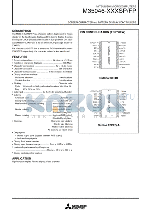 M35046 datasheet - SCREEN CHARACTER and PATTERN DISPLAY CONTROLLERS