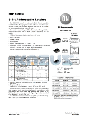 MC14099BDWR2 datasheet - 8-Bit Addressable Latches