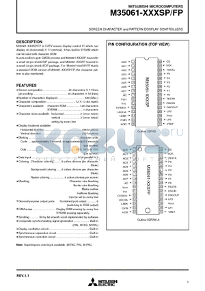 M35061-002SP datasheet - SCREEN CHARACTER and PATTERN DISPLAY CONTROLLERS