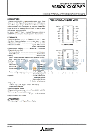 M35070 datasheet - SCREEN CHARACTER and PATTERN DISPLAY CONTROLLERS