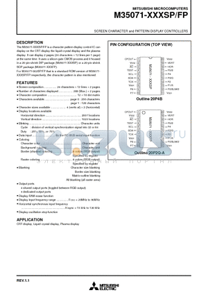 M35071 datasheet - SCREEN CHARACTER and PATTERN DISPLAY CONTROLLERS
