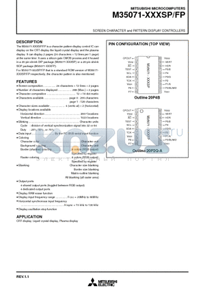 M35071-066FP datasheet - SCREEN CHARACTER and PATTERN DISPLAY CONTROLLERS