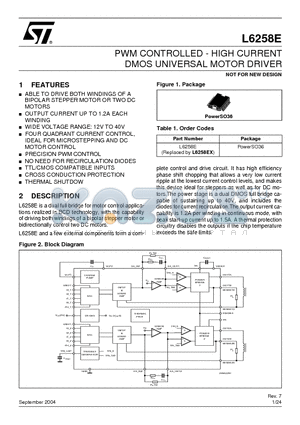 L6258EX datasheet - PWM CONTROLLED - HIGH CURRENT DMOS UNIVERSAL MOTOR DRIVER
