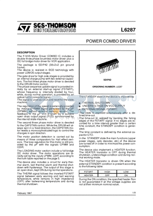 L6287 datasheet - POWER COMBO DRIVER