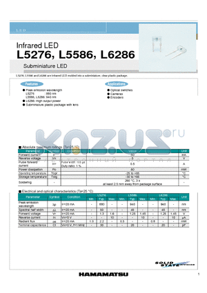 L6286 datasheet - Infrared LED Subminiature LED