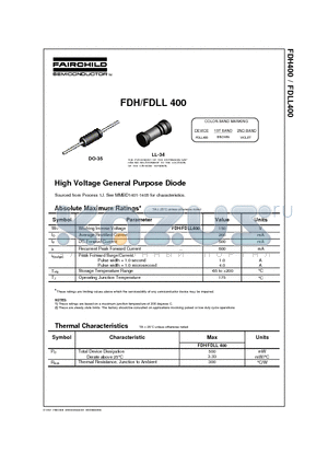 FDLL400 datasheet - High Voltage General Purpose Diode