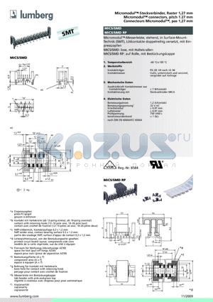 MICS-SMD datasheet - Micromodul-Steckverbinder, Raster 1,27 mm