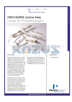 HBO1000W datasheet - Lamps for Photolithography
