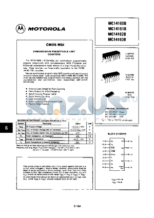 MC14162BL datasheet - SYNCHRONUS PRESETTABLE 4-BIT COUNTERS